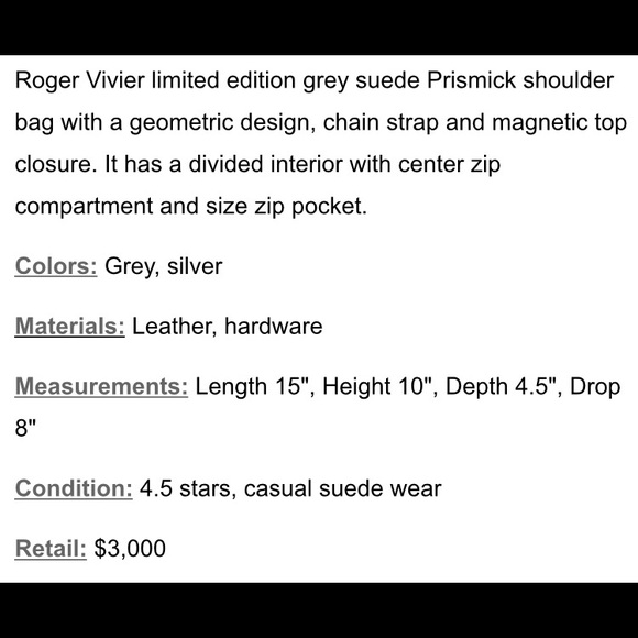 **** SOLD❌**** Roger Vivier Prismick in Gray - Picture 3 of 8